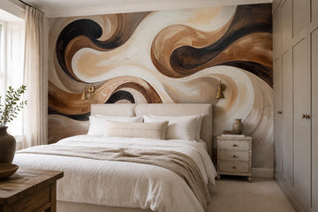 Fluid Brown Swirls Abstract Wallpaper Mural