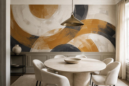 Ochre Bold Circular Abstract Wallpaper Mural