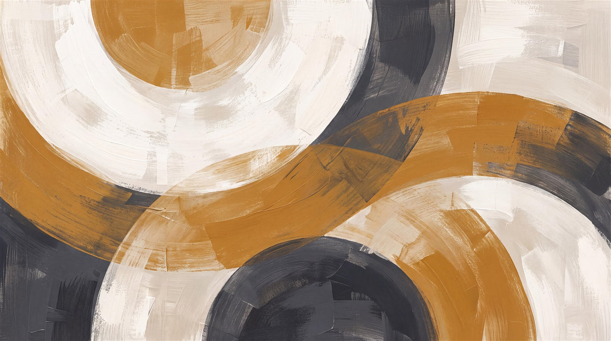 Ochre Bold Circular Abstract Wallpaper Mural