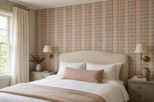 Blush Fine Plaid Grid Wallpaper Mural