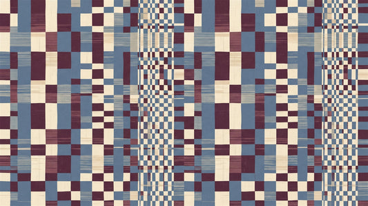 Navy Burgundy Patchwork Geometric Wallpaper Mural