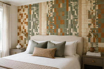Sage Rust Patchwork Geometric Wallpaper Mural