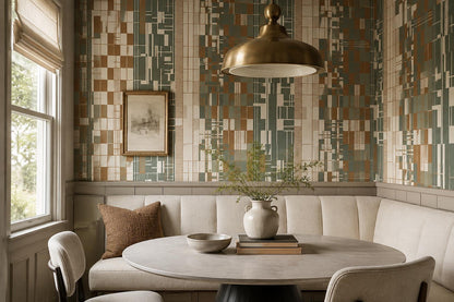 Sage Rust Patchwork Geometric Wallpaper Mural