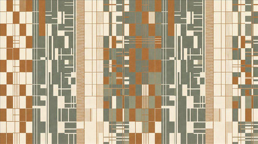 Sage Rust Patchwork Geometric Wallpaper Mural