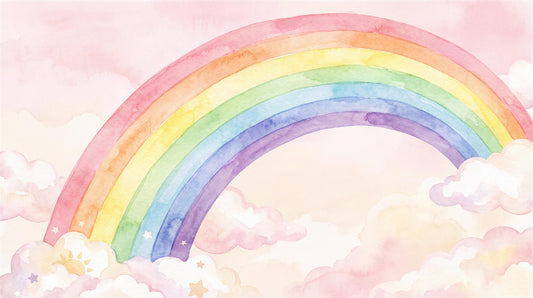 Pink Watercolor Rainbow Clouds Wallpaper Mural