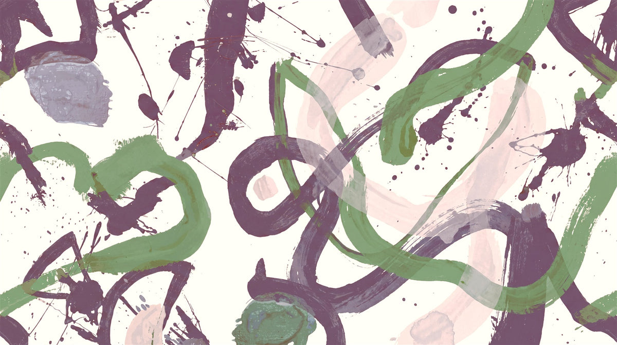 Purple Green Gestural Loop Wallpaper Mural