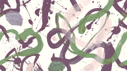 Purple Green Gestural Loop Wallpaper Mural pattern detail