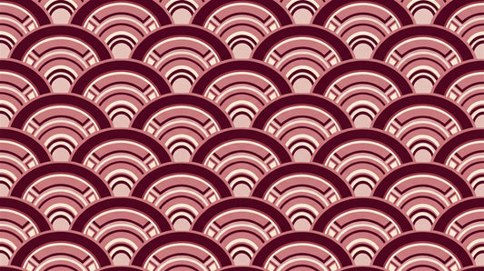 Burgundy Art Deco Scallops Wallpaper Mural pattern detail