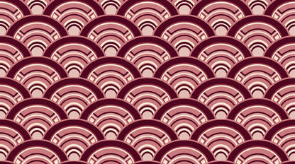 Burgundy Art Deco Scallops Wallpaper Mural pattern detail