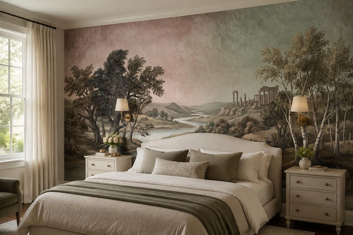 Mauve Green River Ruins Wallpaper Mural interior scene