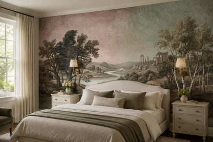 Mauve Green River Ruins Wallpaper Mural interior scene