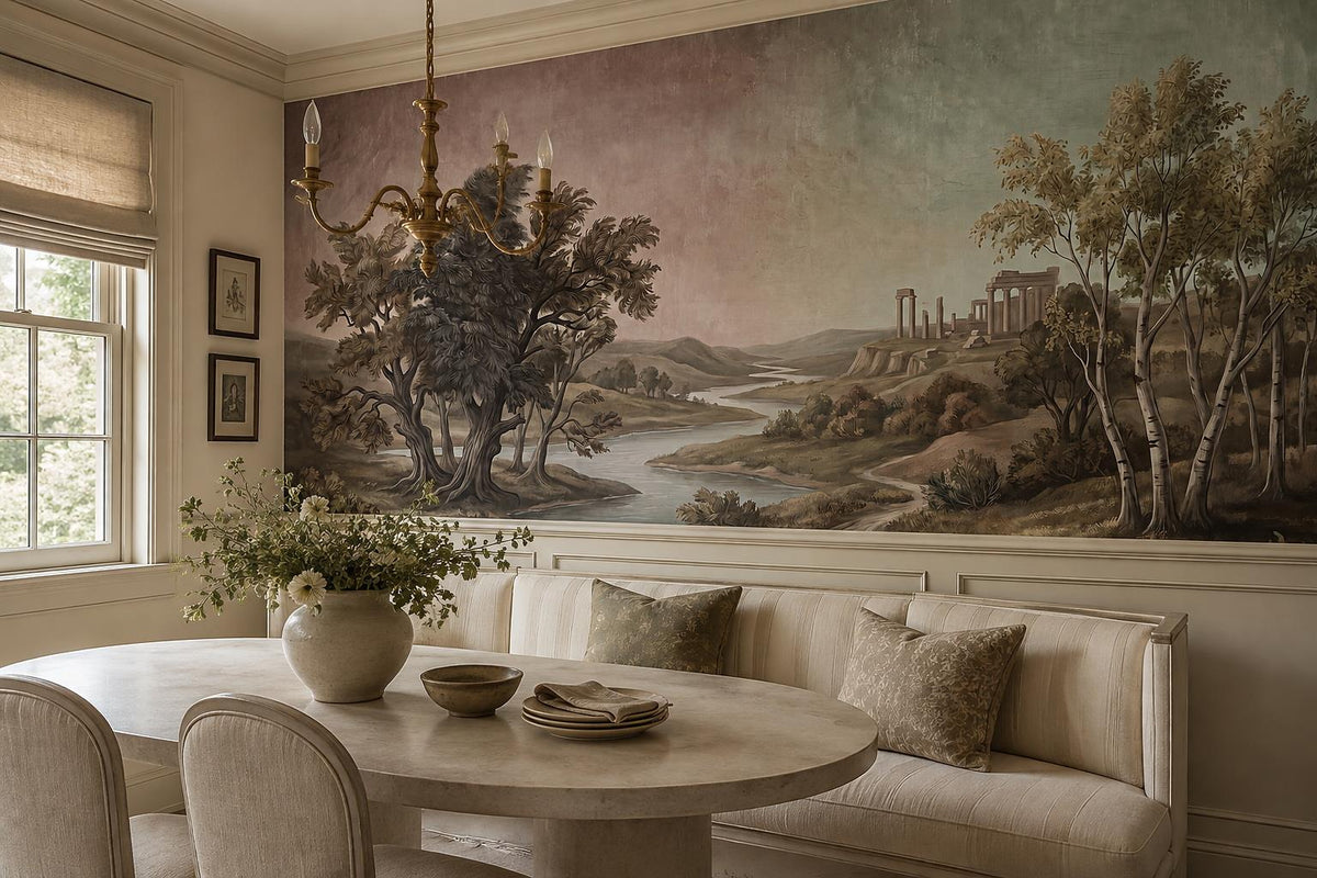 Mauve Green River Ruins Wallpaper Mural interior scene