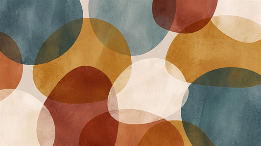 Teal Ochre Retro Circles Wallpaper Mural pattern detail