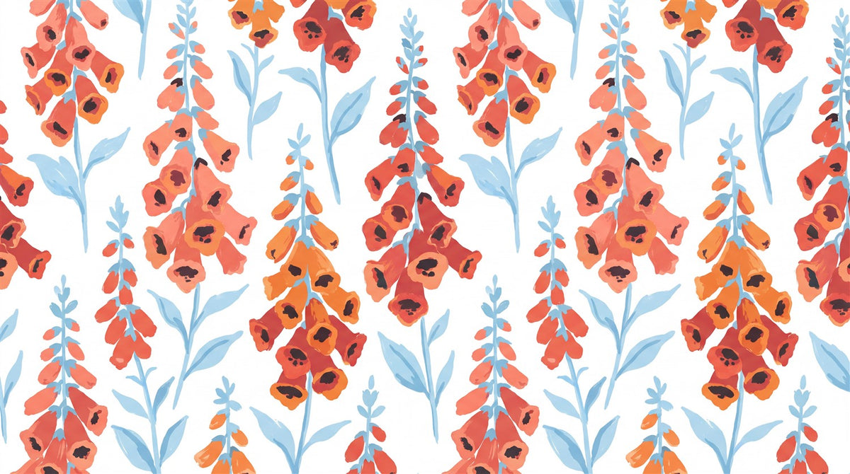 Orange Foxglove Watercolour Wallpaper Mural