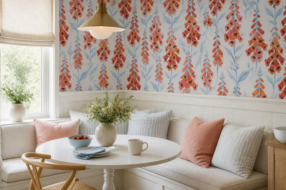 Orange Foxglove Watercolour Wallpaper Mural room scene