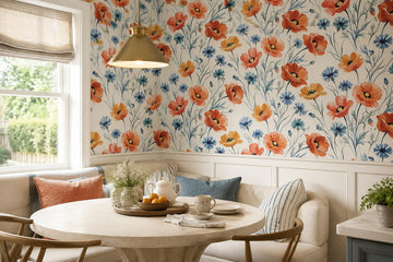 Orange Poppies And Blue Cornflowers Wallpaper Mural