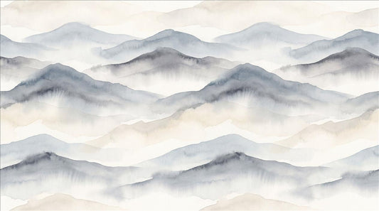 Blue Repeating Misty Mountains Wallpaper Mural - pattern detail