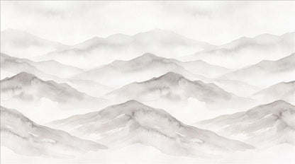 Grey Repeating Misty Mountains Wallpaper Mural - pattern detail