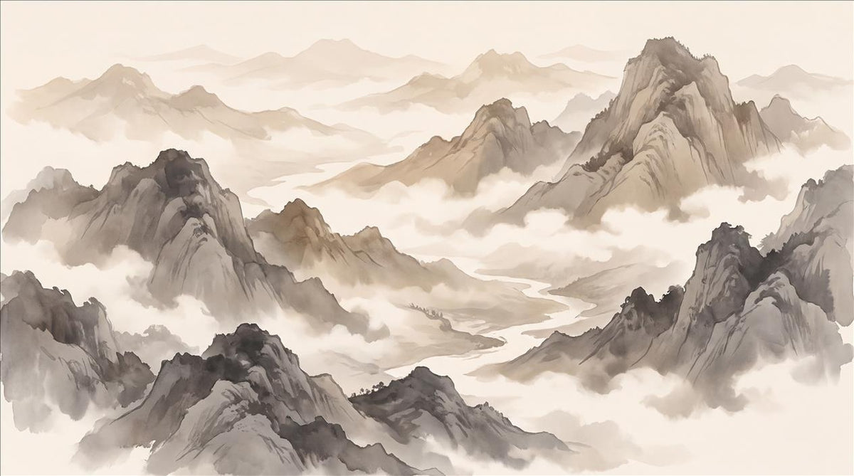 Misty Ink Mountains Wallpaper Mural