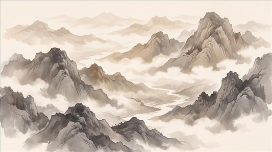 Misty Ink Mountains Wallpaper Mural - pattern detail