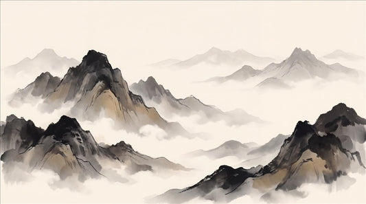 Ink Cream Black Mountains Wallpaper Mural - pattern detail