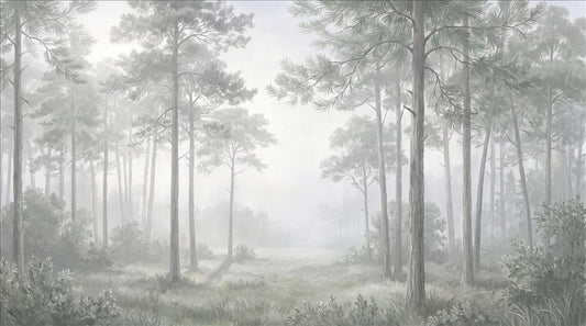 Serene Misty Pine Forest Wallpaper Mural - image 2