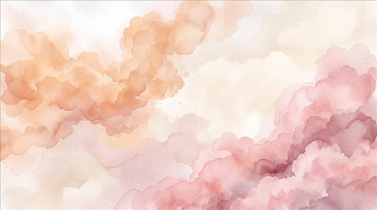 Warm Peach and Pink Ink Clouds Wallpaper Mural - image 2