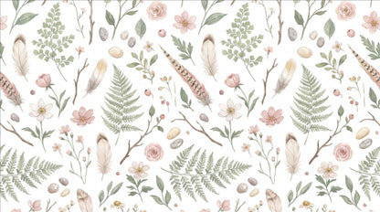 Soft Botanical Stems Feathers and Shells Wallpaper Mural - image 2