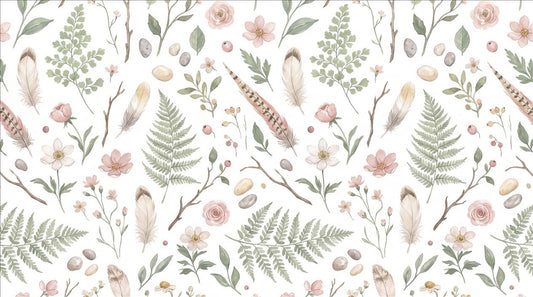 Soft Botanical Stems Feathers and Shells Wallpaper Mural - image 2