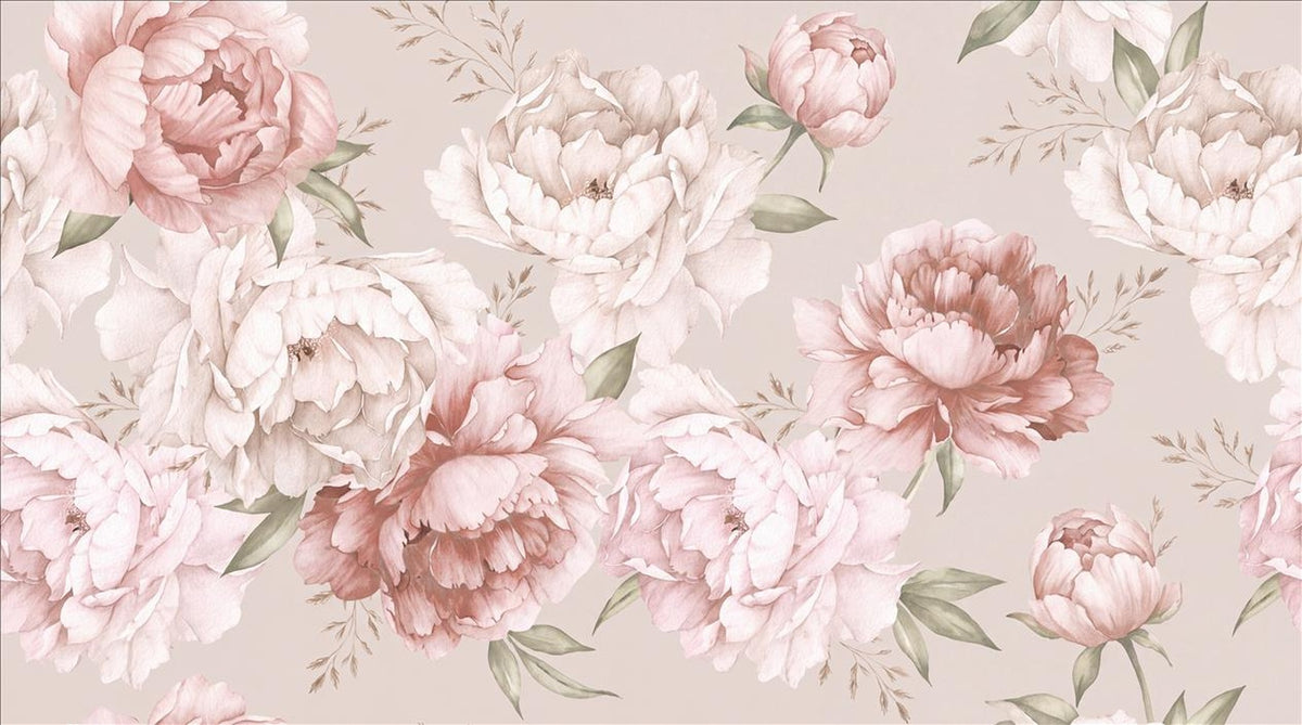 Romantic Blush Peony Border Wallpaper Mural - image 2