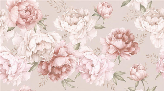 Romantic Blush Peony Border Wallpaper Mural - image 2