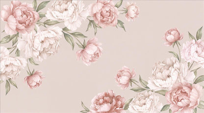 Soft Pink Peony Corner Frame Wallpaper Mural - image 2