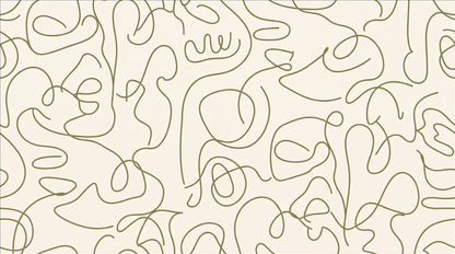 Modern Olive Line Art Faces Wallpaper Mural - image 2