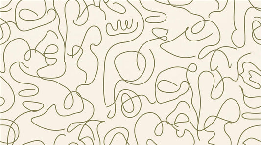 Modern Olive Line Art Faces Wallpaper Mural - image 2