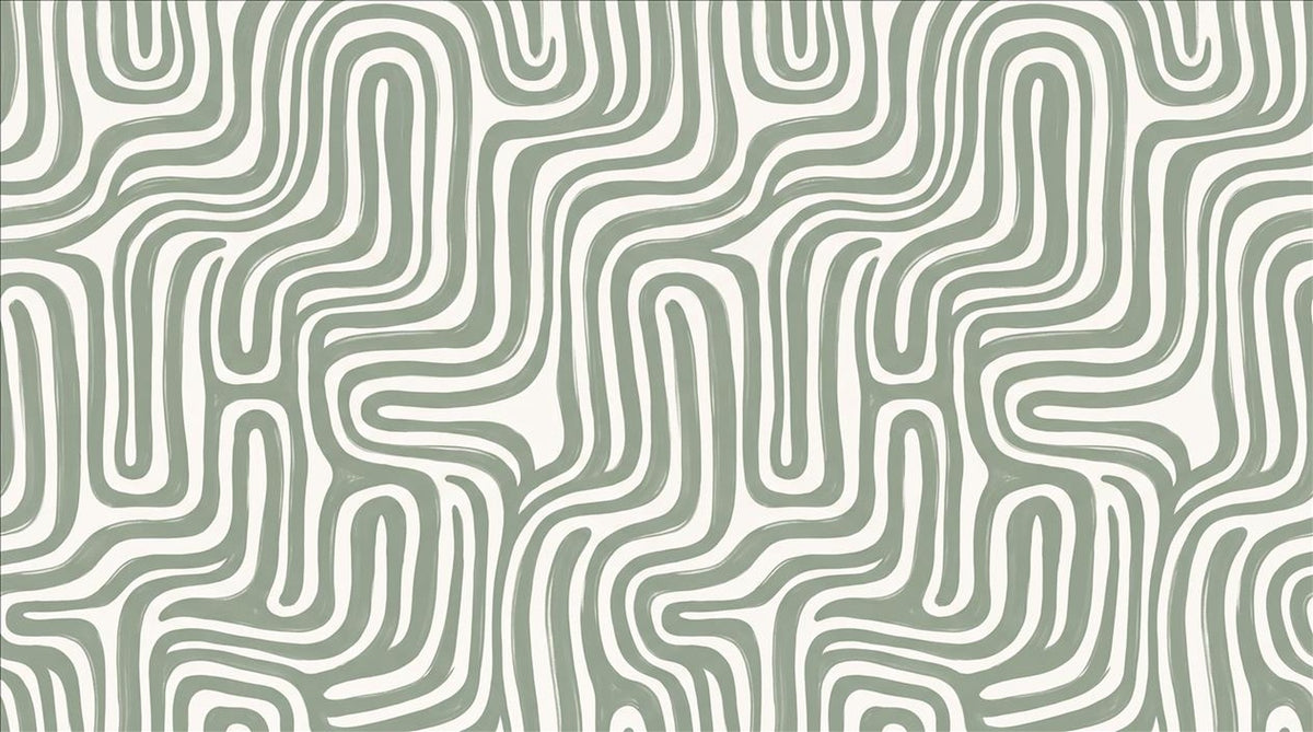 Calm Sage Wavy Stripes Wallpaper Mural