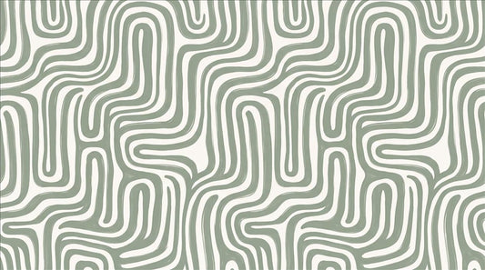Calm Sage Wavy Stripes Wallpaper Mural - image 2