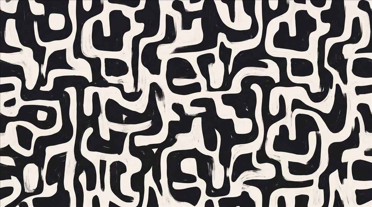 Bold Black Maze Pattern Wallpaper Mural