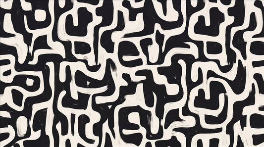 Bold Black Maze Pattern Wallpaper Mural - image 2
