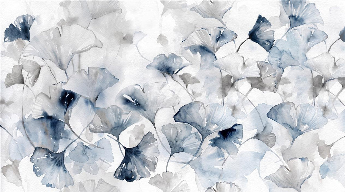 Airy Blue Abstract Petal Shapes Wallpaper Mural - image 2