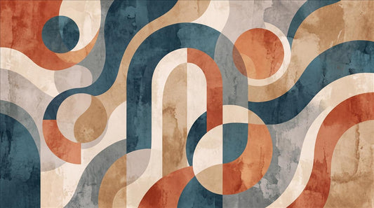 Warm Retro Abstract Arches Wallpaper Mural - image 2