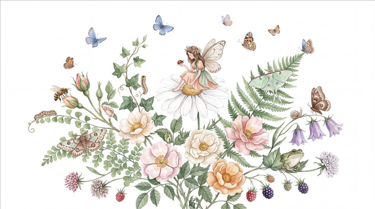 Gentle Fairy with Flowers and Butterflies Wallpaper Mural - image 2