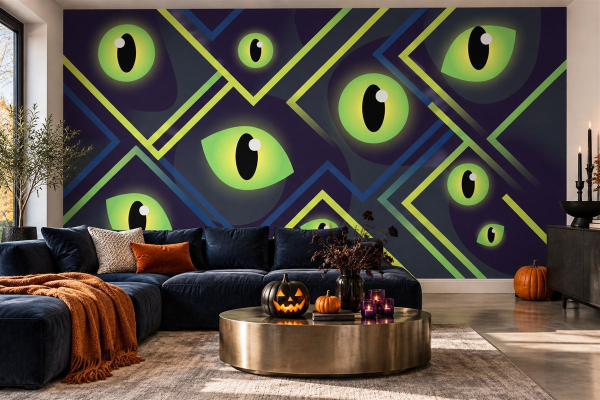 Glowing Monster Eyes Halloween Wallpaper Mural - image 3