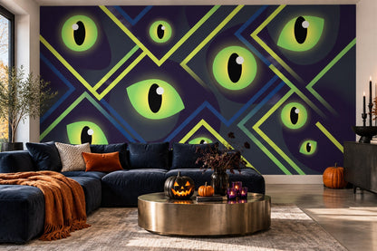 Glowing Monster Eyes Halloween Wallpaper Mural - image 3