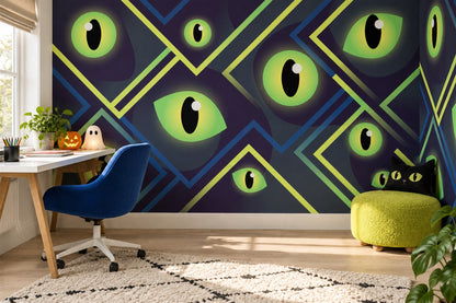 Glowing Monster Eyes Halloween Wallpaper Mural - image 4