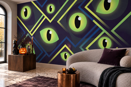 Glowing Monster Eyes Halloween Wallpaper Mural - image 1