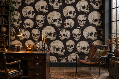 Repeating Human Skulls Halloween Wallpaper Mural - image 1