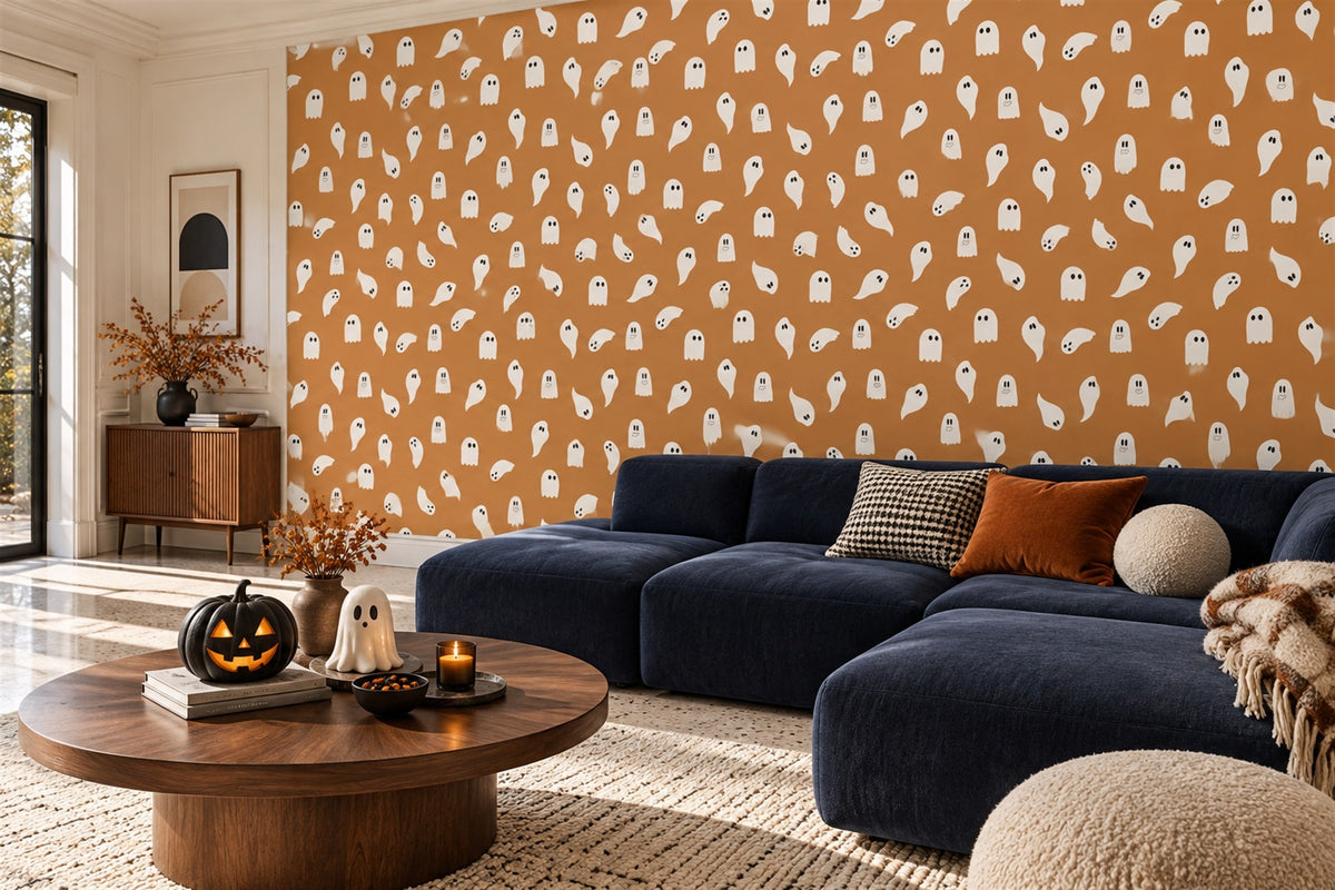 Tiny White Ghosts Halloween Wallpaper Mural - image 4