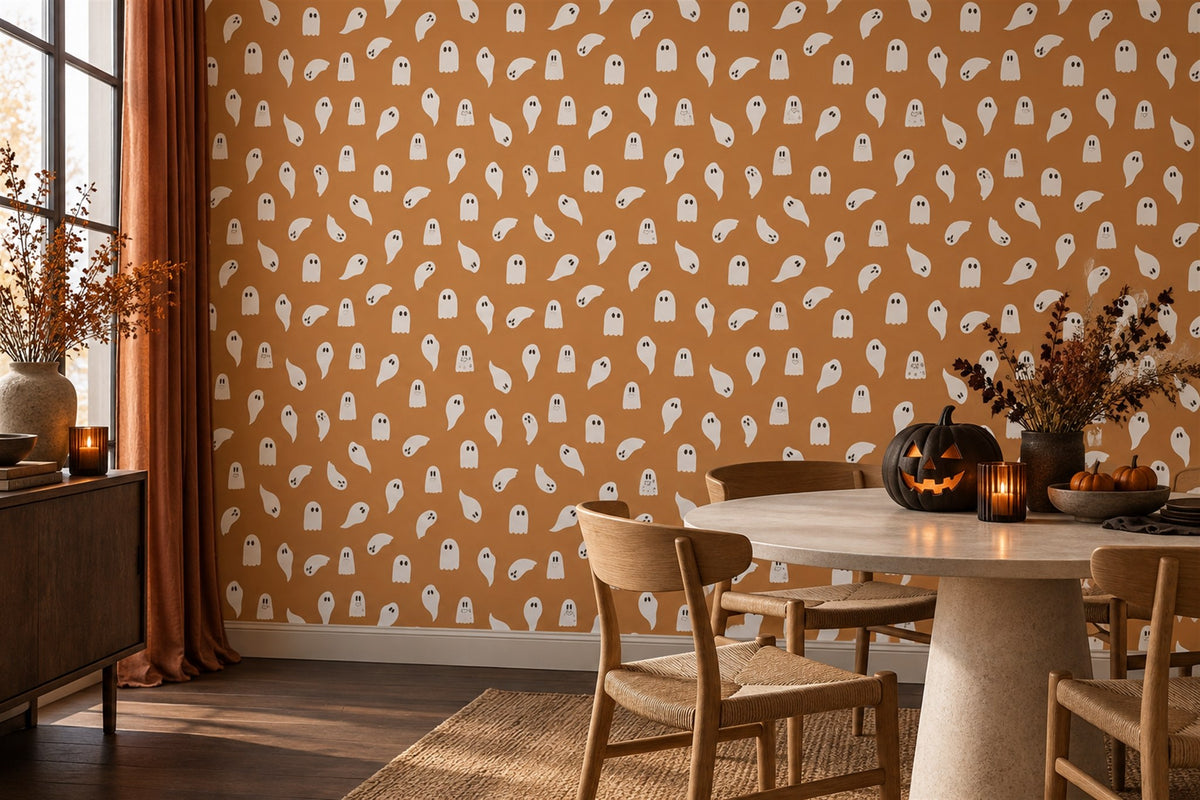 Tiny White Ghosts Halloween Wallpaper Mural - image 1
