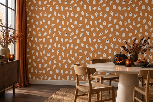 Tiny White Ghosts Halloween Wallpaper Mural - image 1