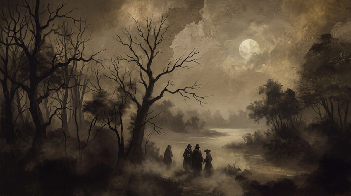 Moonlit Haunted Forest and Travellers Halloween Wallpaper Mural - image 2